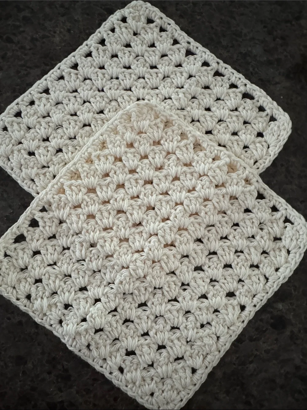Handmade Crochet Washcloths - Cream - 100% Cotton